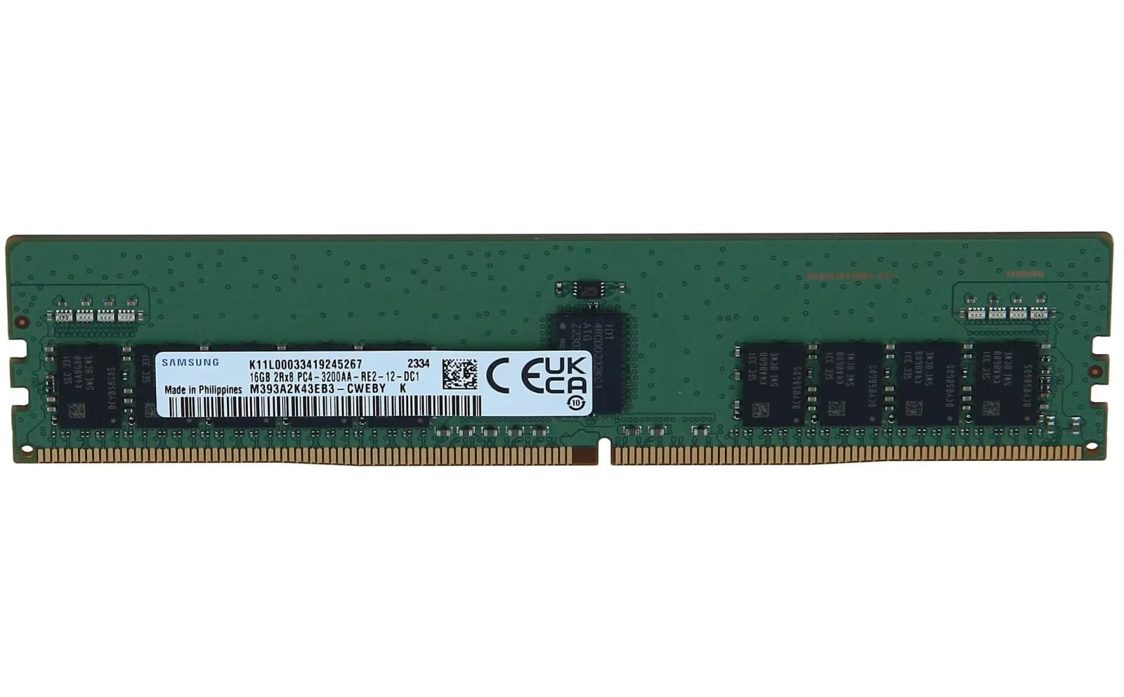 Samsung DDR4, module, 16 GB, DIMM 288-pin, 3200 MHz / PC4-25600, CL22, 1.2 V, registered, ECC (M393A2K43EB3-CWE)