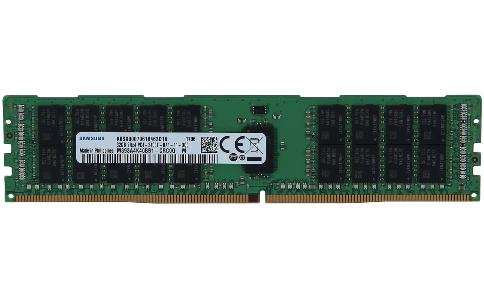 Samsung DDR4, 32 GB, DIMM 288-PIN, 2400 MHz / PC4-19200 (M393A4K40BB1-CRC)