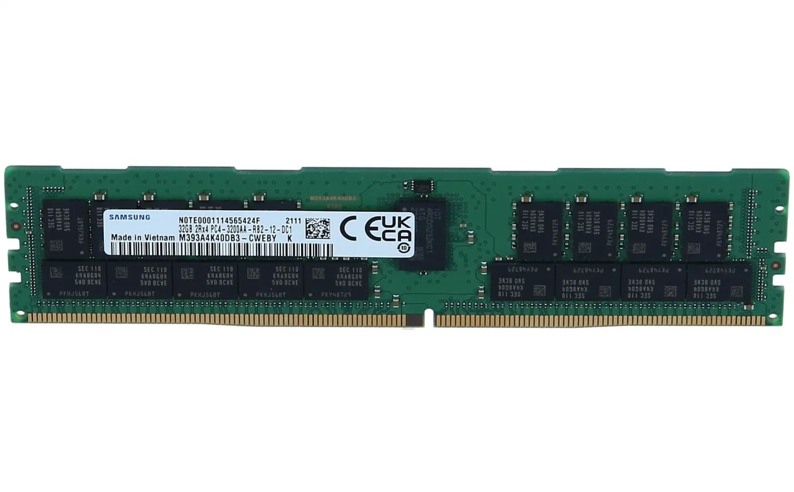 Samsung DDR4, module, 32 GB, DIMM 288-pin, 3200 MHz / PC4-25600, 1.2 V, registered, ECC (M393A4K40DB3-CWE)