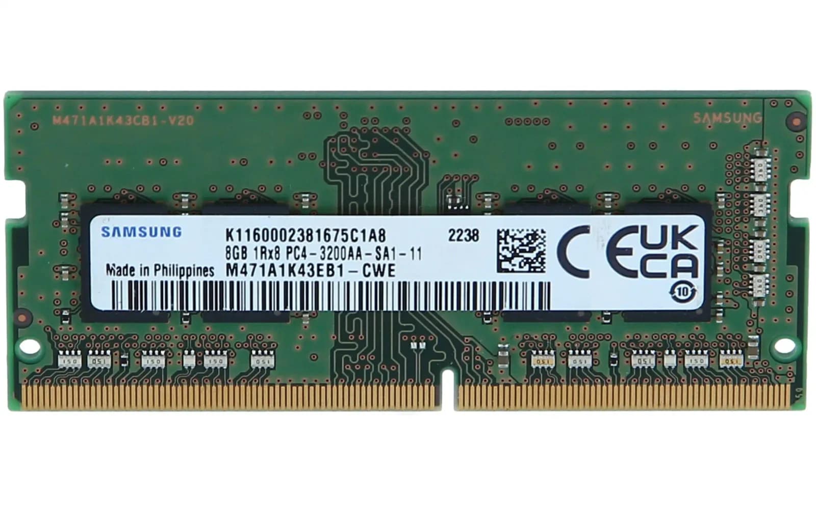 Samsung DDR4, module, 8 GB, SO-DIMM 260-pin, 3200 MHz / PC4-25600, 1.2 V, unbuffered, non-ECC (M471A1K43EB1-CWE)