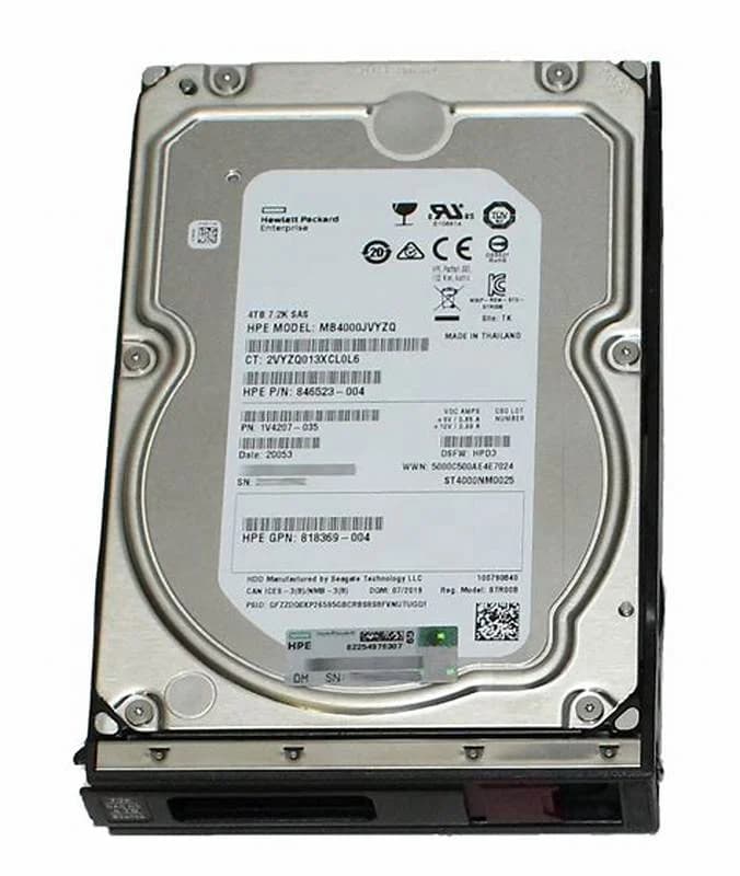 HP Hdd, Serial Attached SCSI (SAS), 4,000 GB, 7,200 rpm, SAS1, 300 MB/s, Hot-Swap/Hot-Plug (MB4000JVYZQ)