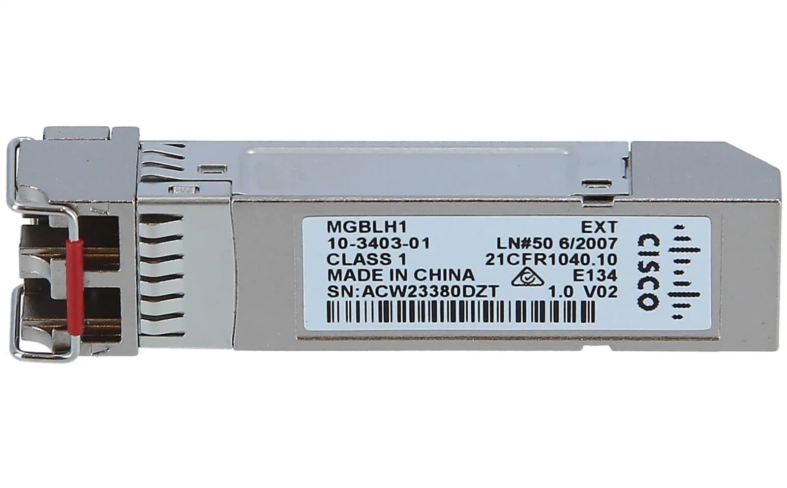 Cisco SFP (mini-GBIC) transceiver module, GigE, 1000Base-LH, LC, 40 km, 1310 nm (MGBLH1)