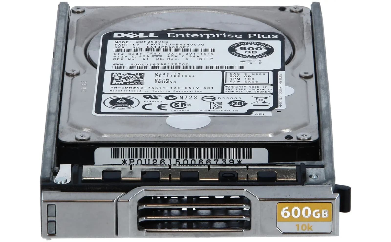 DELL 600GB, 10K RPM, 6GBPS, 2.5INCH SAS HDD (MHWN8)