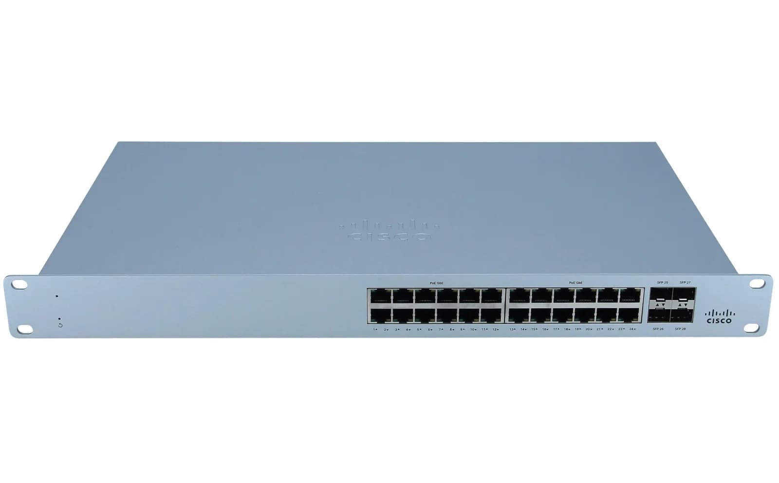 Cisco Meraki Cloud Managed MS120-24P, Switch, Managed, 24 x 10/100/1000 + 4 x Gigabit SFP, desktop, rack-mountable, PoE (370 W) (MS120-24P-HW)