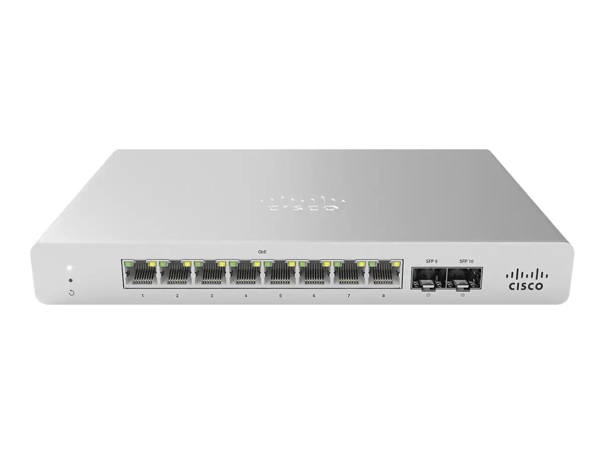 Cisco Meraki Cloud Managed MS120-8, Switch, Managed, 8 x 10/100/1000 + 2 x Gigabit SFP, desktop, wall-mountable (MS120-8-HW)