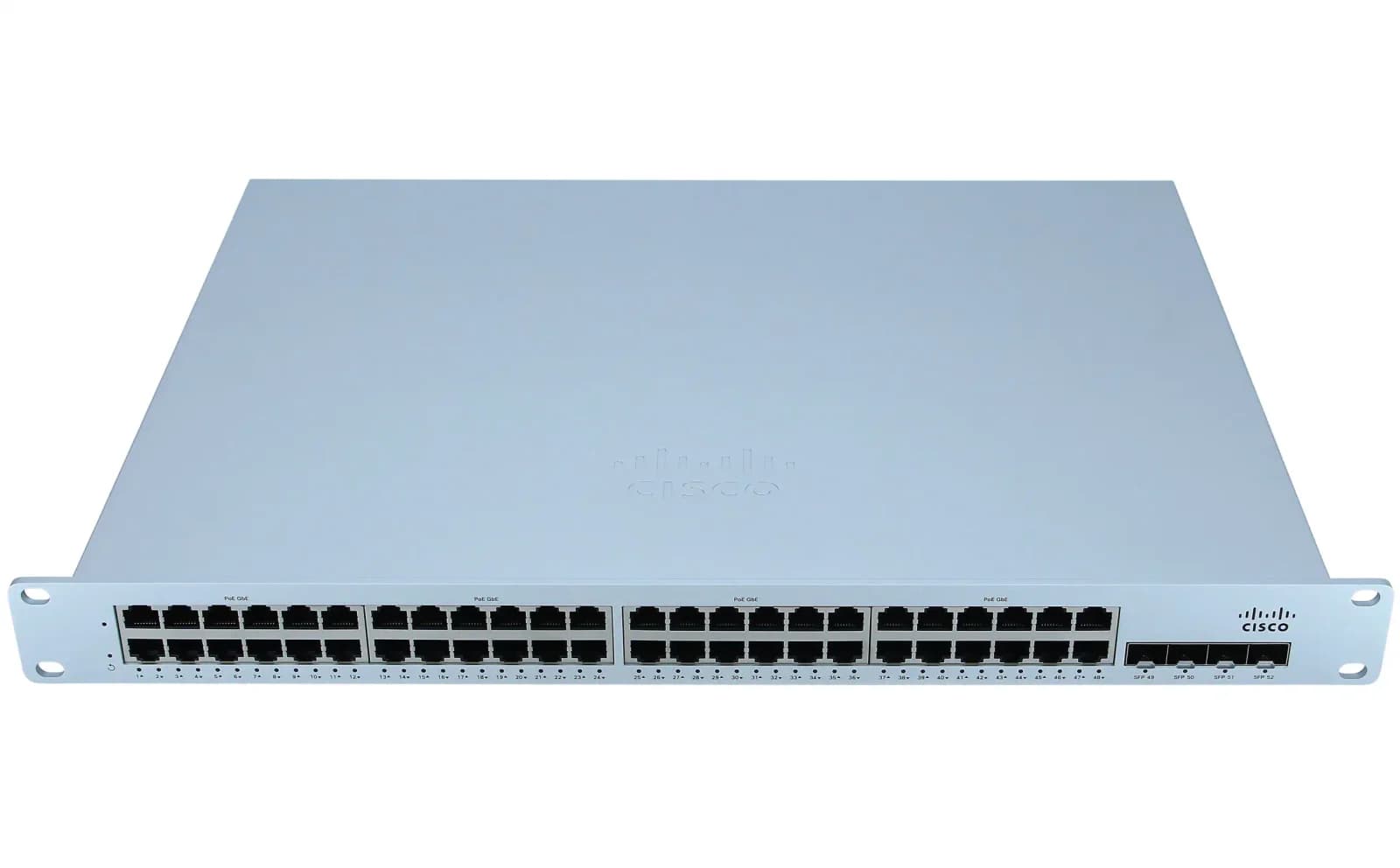 Cisco Meraki Cloud Managed MS210-48LP, Switch, 48 x 1000Base-T + 4 x Gigabit SFP (uplink), PoE+ (370 W) (MS210-48LP-HW)