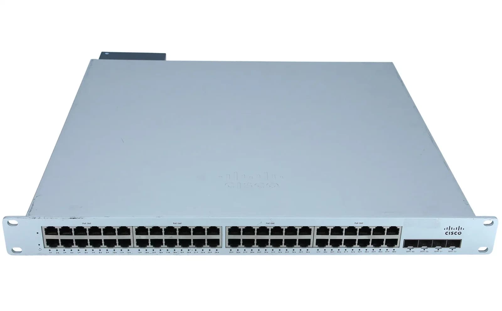 Cisco Meraki Cloud Managed MS250-48FP, Switch, Managed, 48 x 10/100/1000 (PoE+) + 4 x 10 Gigabit SFP+ (uplink), rack-mountable, PoE+ (740 W) (MS250-48FP-HW)