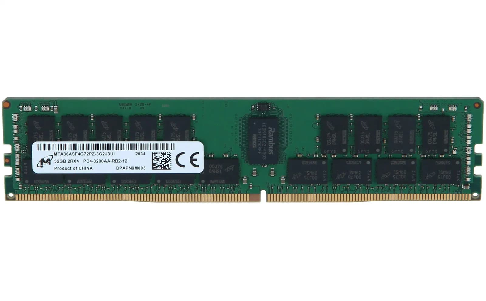 Micron DDR4, module, 32 GB, DIMM 288-pin, 3200 MHz / PC4-25600, CL22, 1.2 V, registered with parity, ECC (MTA36ASF4G72PZ-3G2J3)