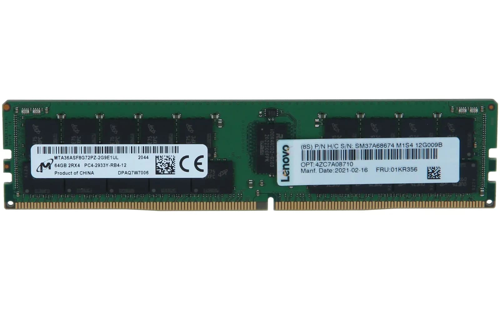 Micron 64GB DDR4 2933MHz RDIMM 2Rx4 ECC 1.2V (MTA36ASF8G72PZ-2G9E1)