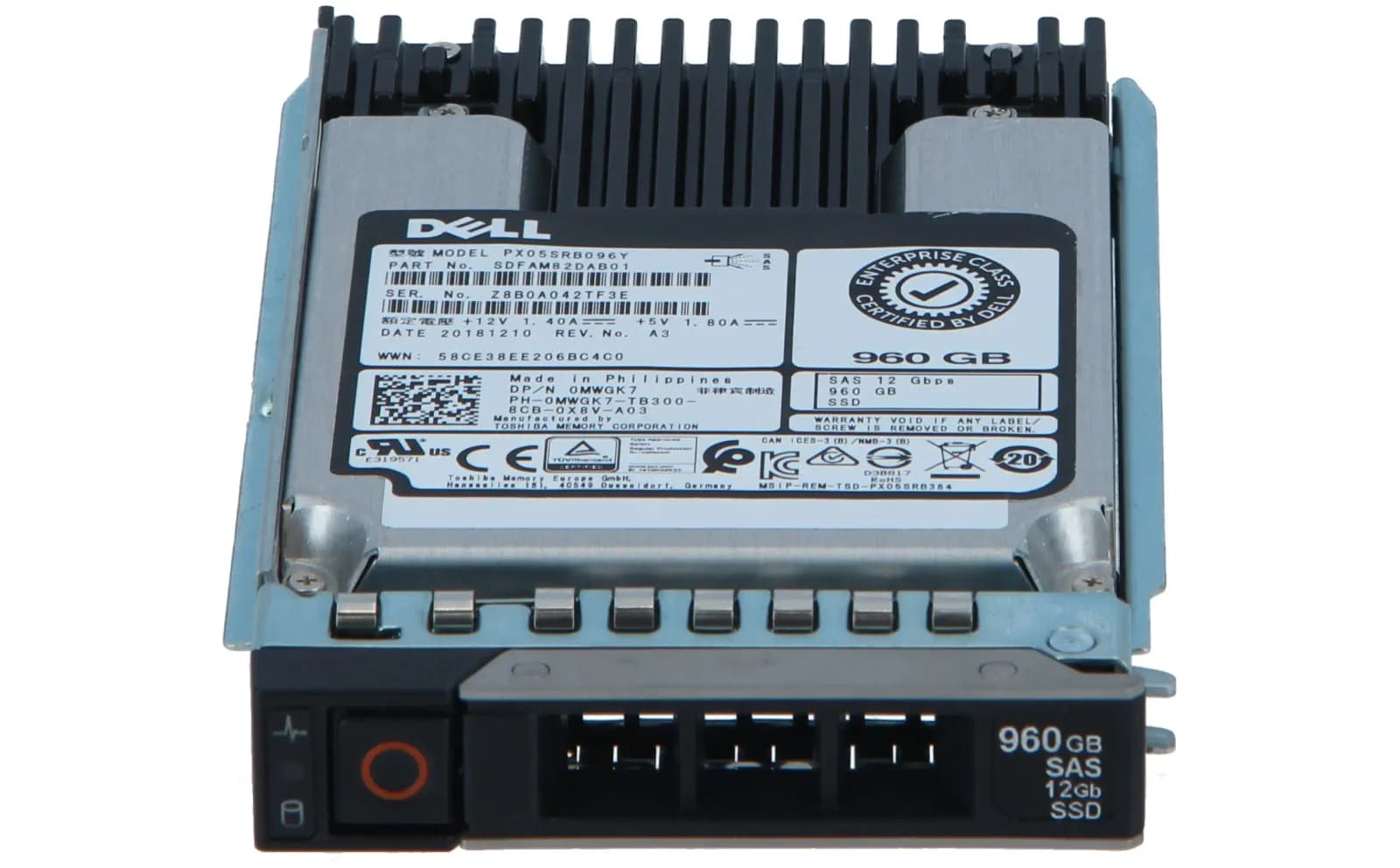 Dell 960GB 12G 2.5INCH SAS SSD, Solid State Disk, Serial Attached SCSI (SAS) (MWGK7)