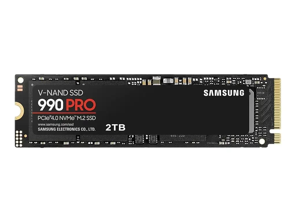 Samsung 990 PRO, SSD, encrypted, 2 TB, internal, M.2 2280, PCIe 4.0 x4 (NVMe), 256-bit AES, TCG Opal Encryption 2.0 (MZ-V9P2T0BW)