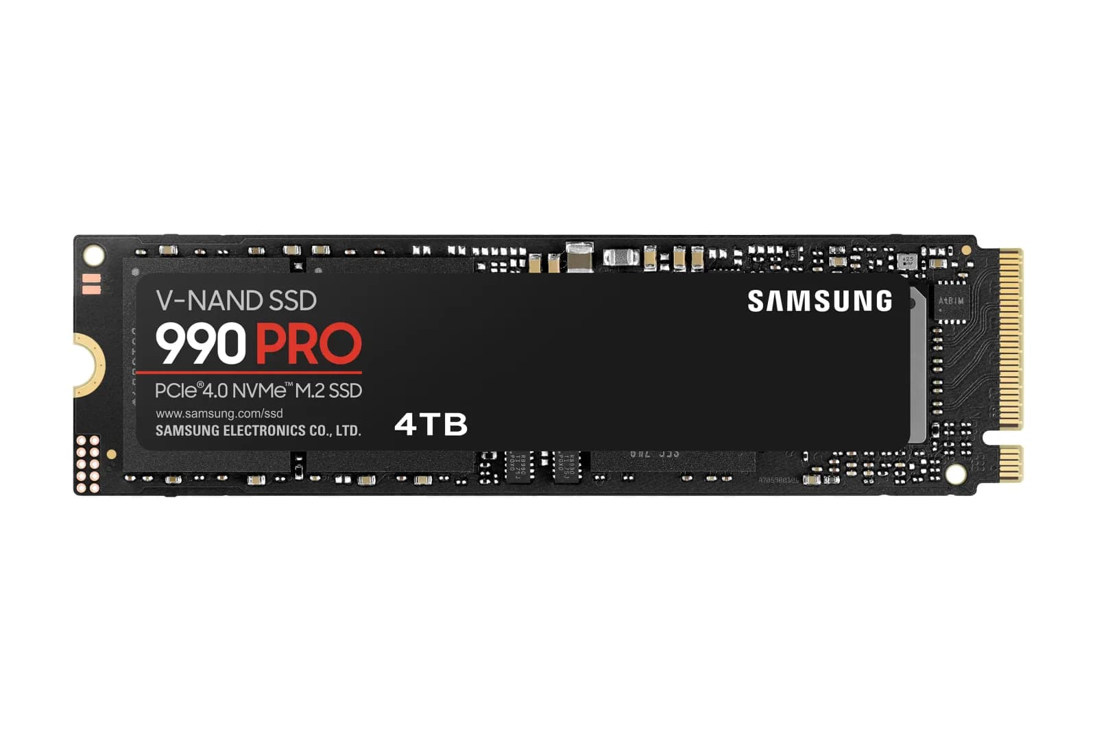 Samsung 990 PRO, SSD, encrypted, 4 TB, internal, M.2 2280, PCIe 4.0 x4 (NVMe), 256-bit AES, TCG Opal Encryption (MZ-V9P4T0BW)