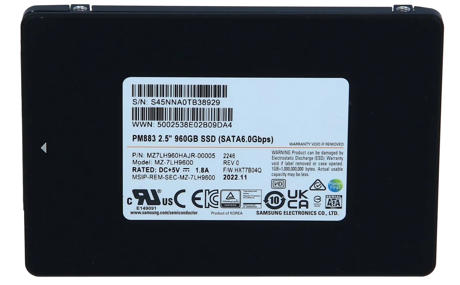 Samsung PM883 MZ7LH960HAJR, 960 GB SSD, daxili, 2.5" (6.4 cm) (MZ7LH960HAJR-00005)
