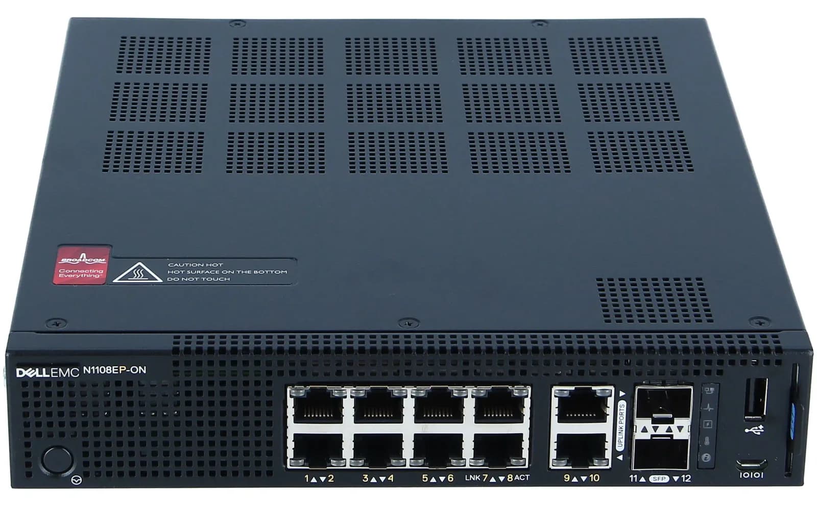 DELL EMC Networking N1108EP-ON, Switch, Managed, 8 x 10/100/1000 (PoE+) + 2 x Gigabit SFP + 2 x 10/100/1000, front to back airflow, (N1108EP-ON)