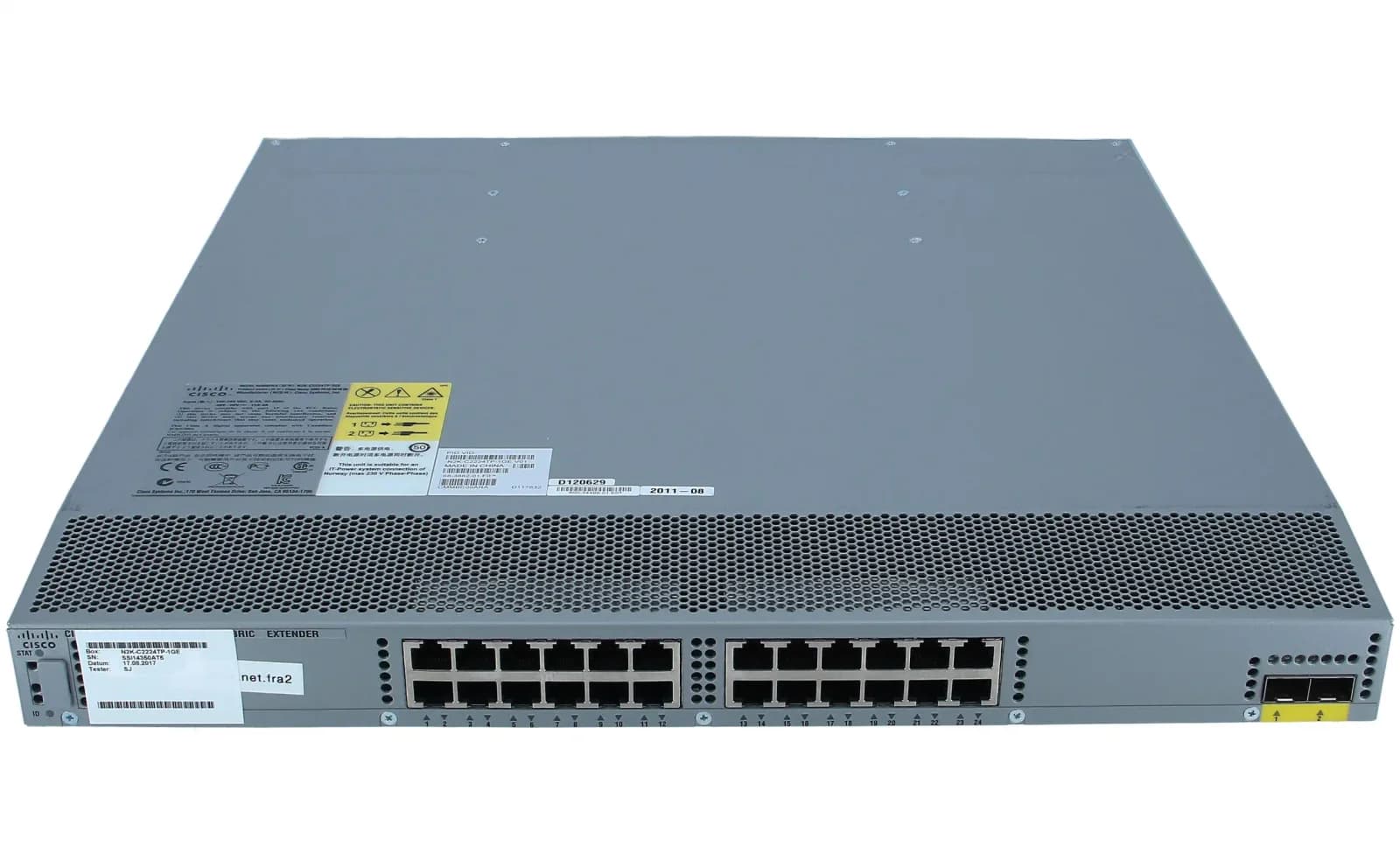 Cisco N2K GE, 2 AC PS, 1 Fan (Std Air), 24x100/1000-T+2x10GE (N2K-C2224TP-1GE)