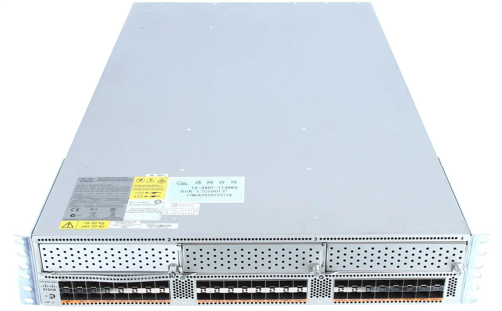 Cisco Nexus 5596UP 2RU Chassis, 2PS, 4 Fans, 48 Fixed 10GE Ports (N5K-C5596UP-FA)