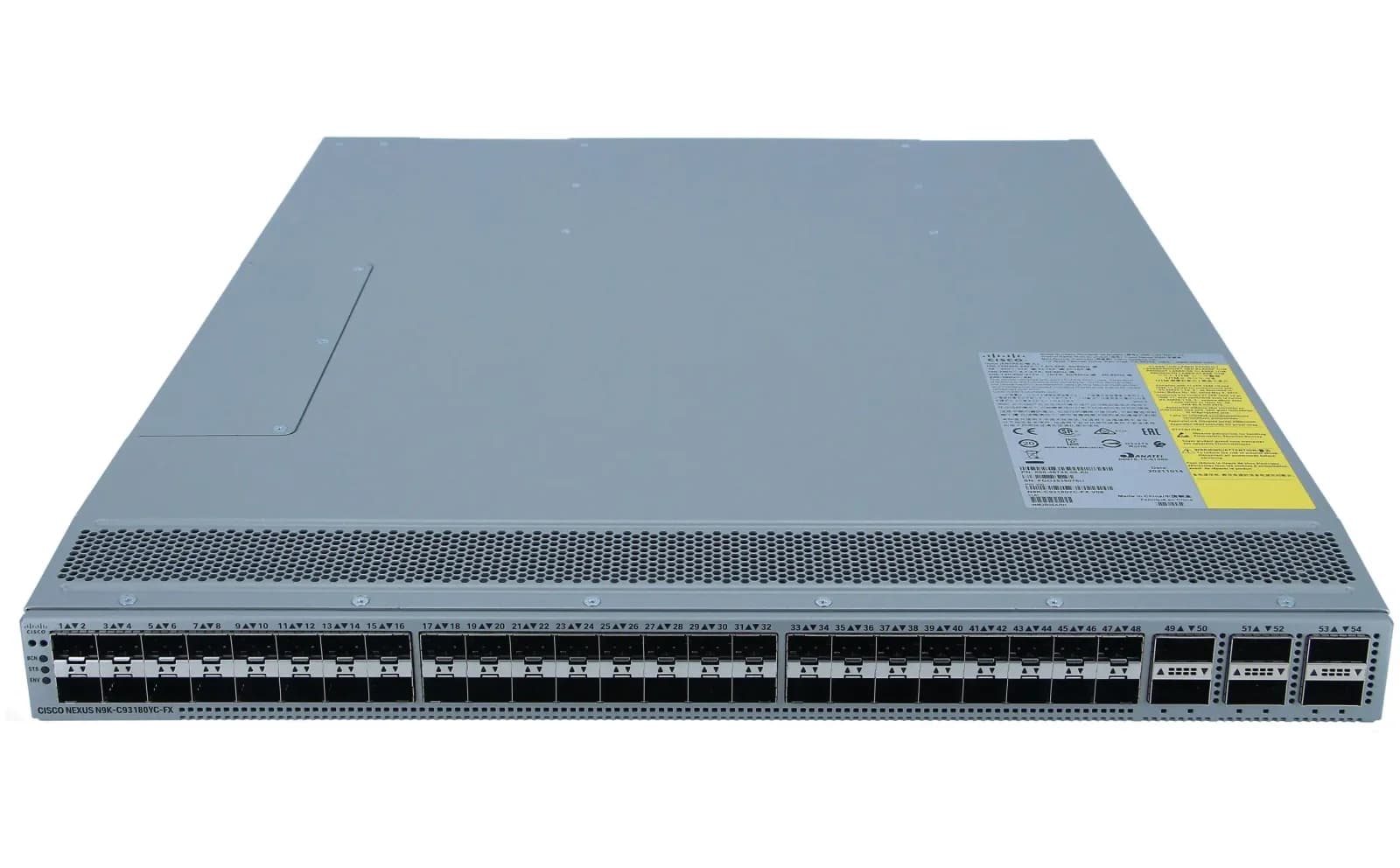 Cisco Nexus 93180YC-FX, Switch, L3, Managed, 48 x 1/10/25 Gigabit SFP+ + 6 x 40/100 Gigabit QSFP28, rack-mountable (N9K-C93180YC-FX)