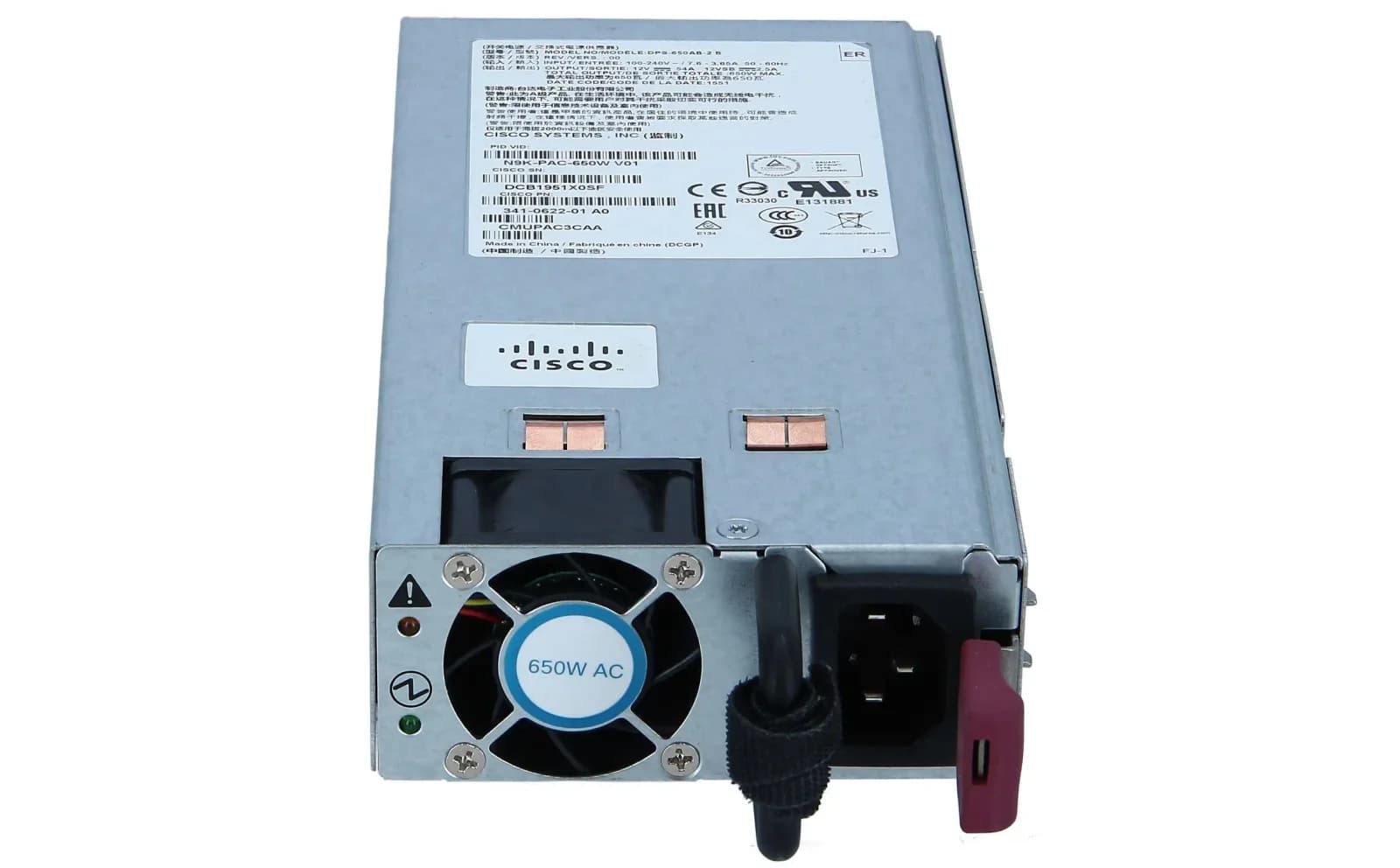 Cisco Nexus 9300 650W AC PS Port-side Intake, Hot-Swap/Hot-Plug (N9K-PAC-650W)