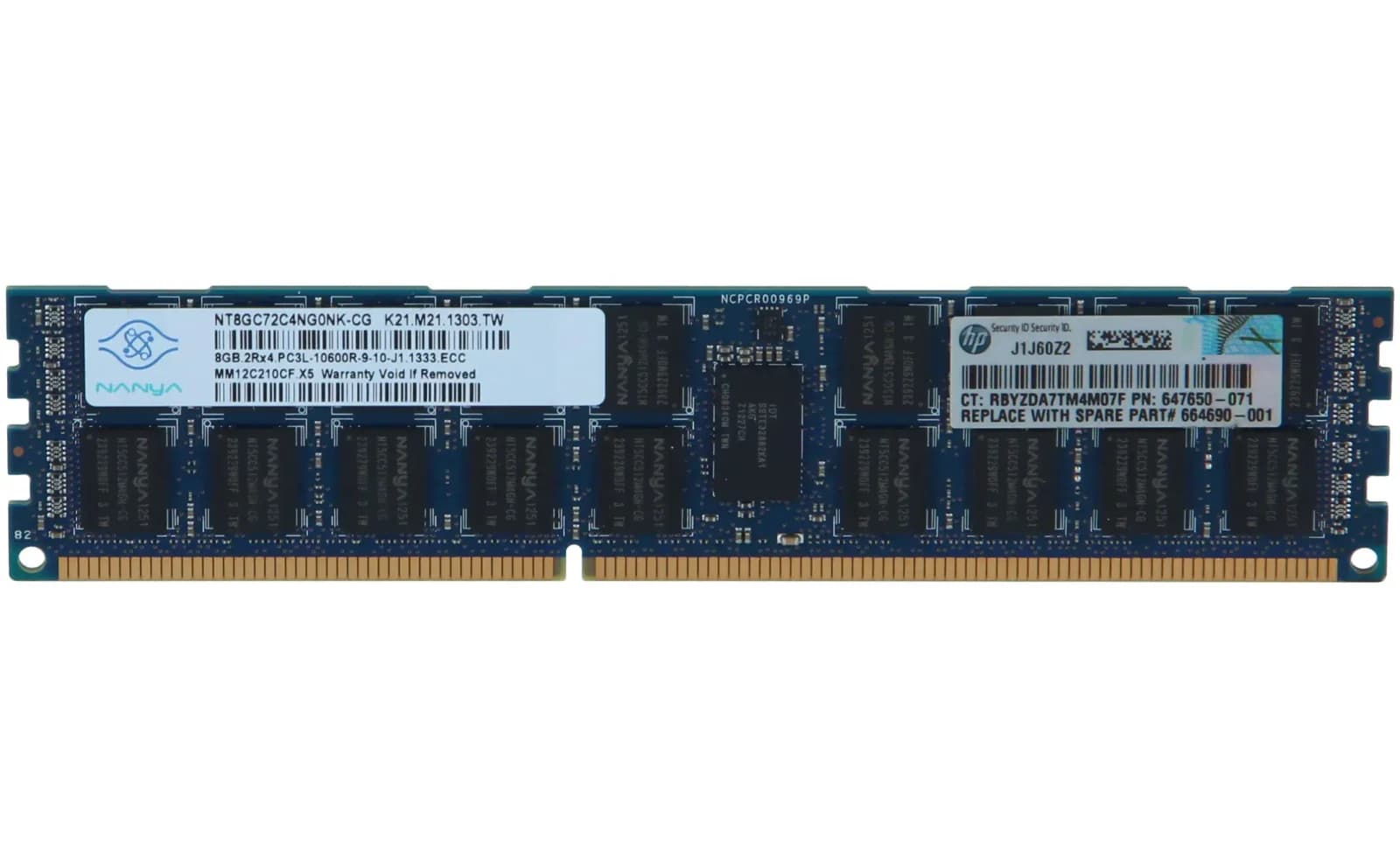 8GB PC3-10600 DDR3-1333MHz ECC Registered CL9 240-Pin DIMM Dual Rank (NT8GC72C4NG0NK-CG)