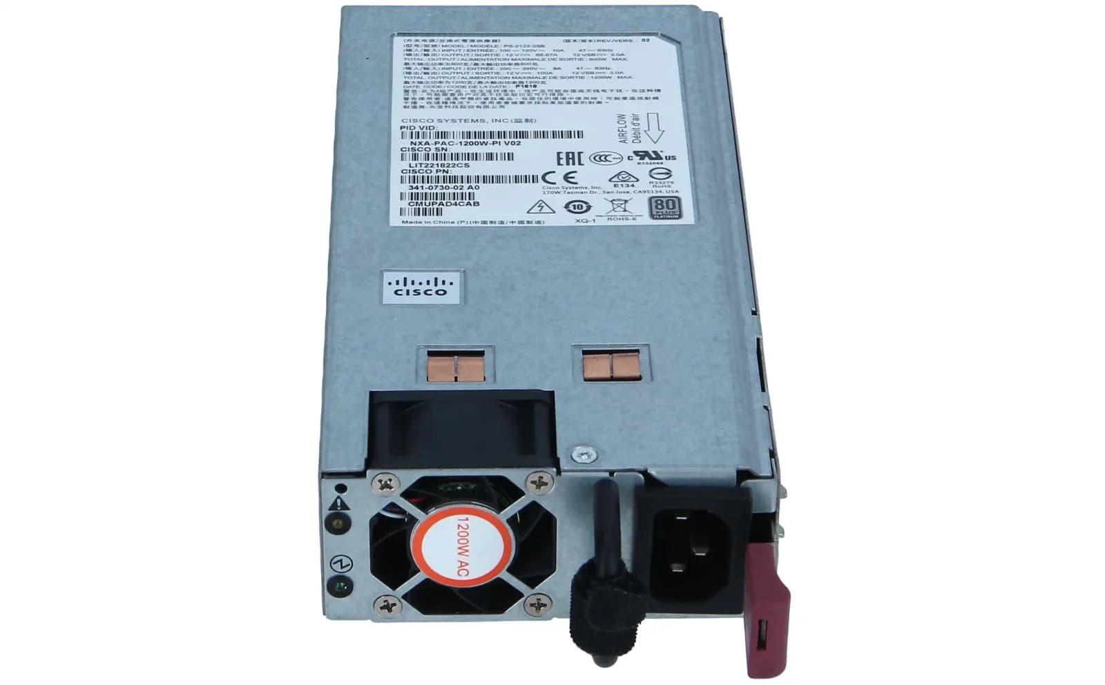 Cisco Power supply, hot-plug / redundant (plug-in module), 1200 Watt (NXA-PAC-1200W-PI)