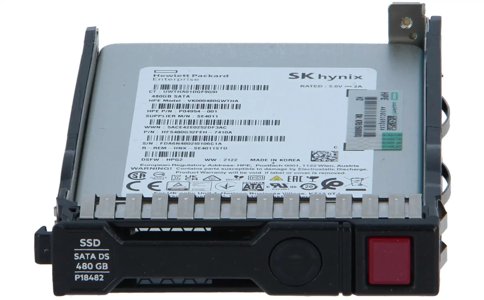 HP Read Intensive, Multi Vendor, solid state drive, 480 GB, hot-swap, 2.5" SFF, SATA 6Gb/s (P18422-B21)