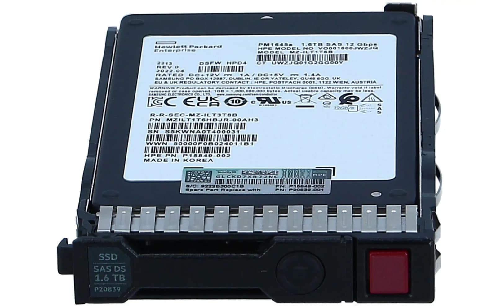 HP Mixed Use, Solid state drive, 1.6 TB, hot-swap, 2.5" SFF, SAS 12Gb/s (P19915-B21)