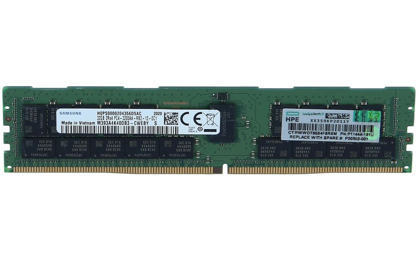 HPE E 32GB (1X32GB) DUAL RANK X4 DDR4-3200 CAS-22-22-22 REGISTERED SMART MEMORY KIT (P20503-001)
