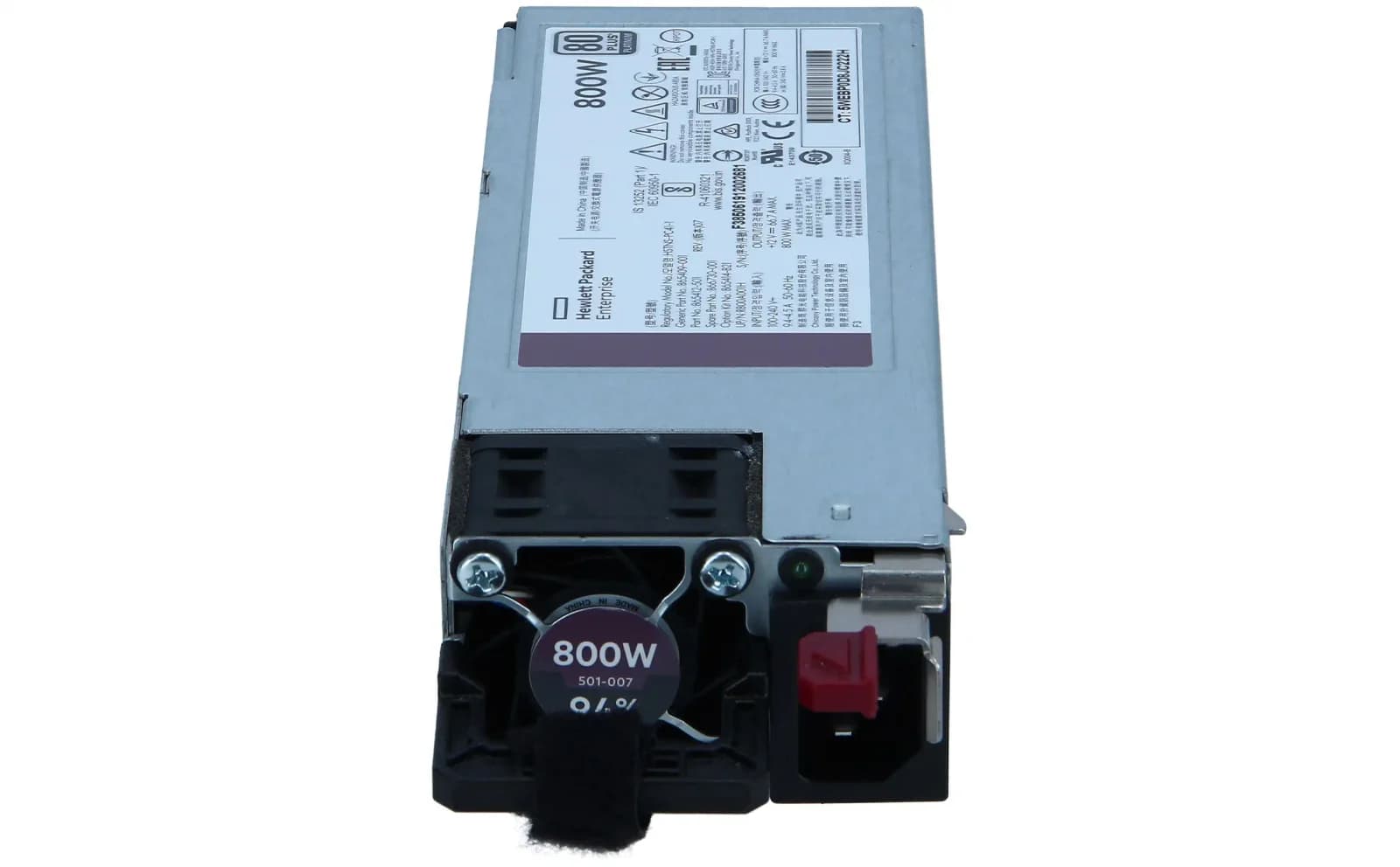 HPE Power supply, hot-plug / redundant (plug-in module), Flex Slot, 80 PLUS Platinum, AC 100-240 V, 800 Watt, 908 VA (P39385-001)