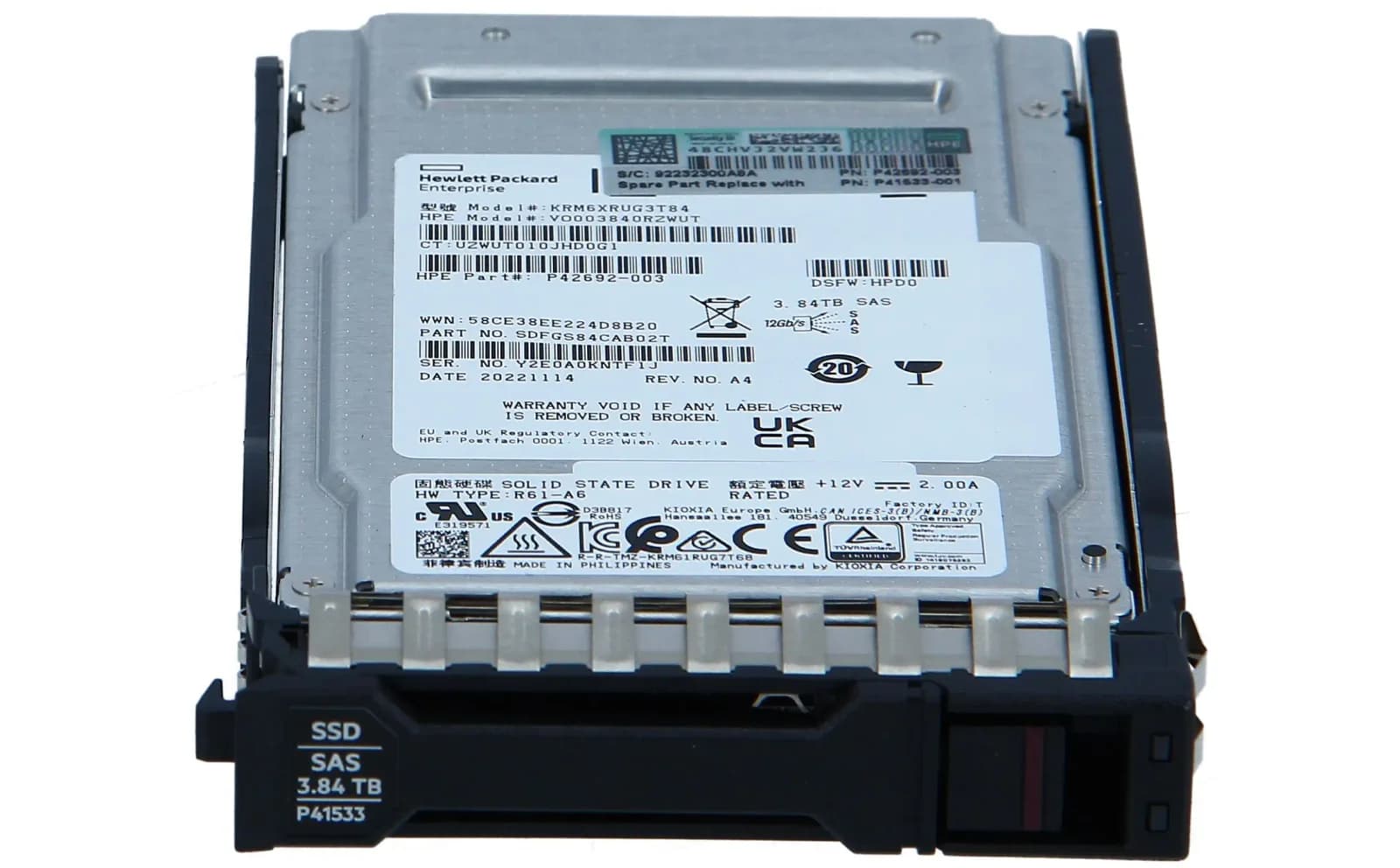 HPE Read Intensive, SSD, 3.84 TB, Hot-Swap, 2.5" SFF (6.4 cm SFF) (P40508-B21)