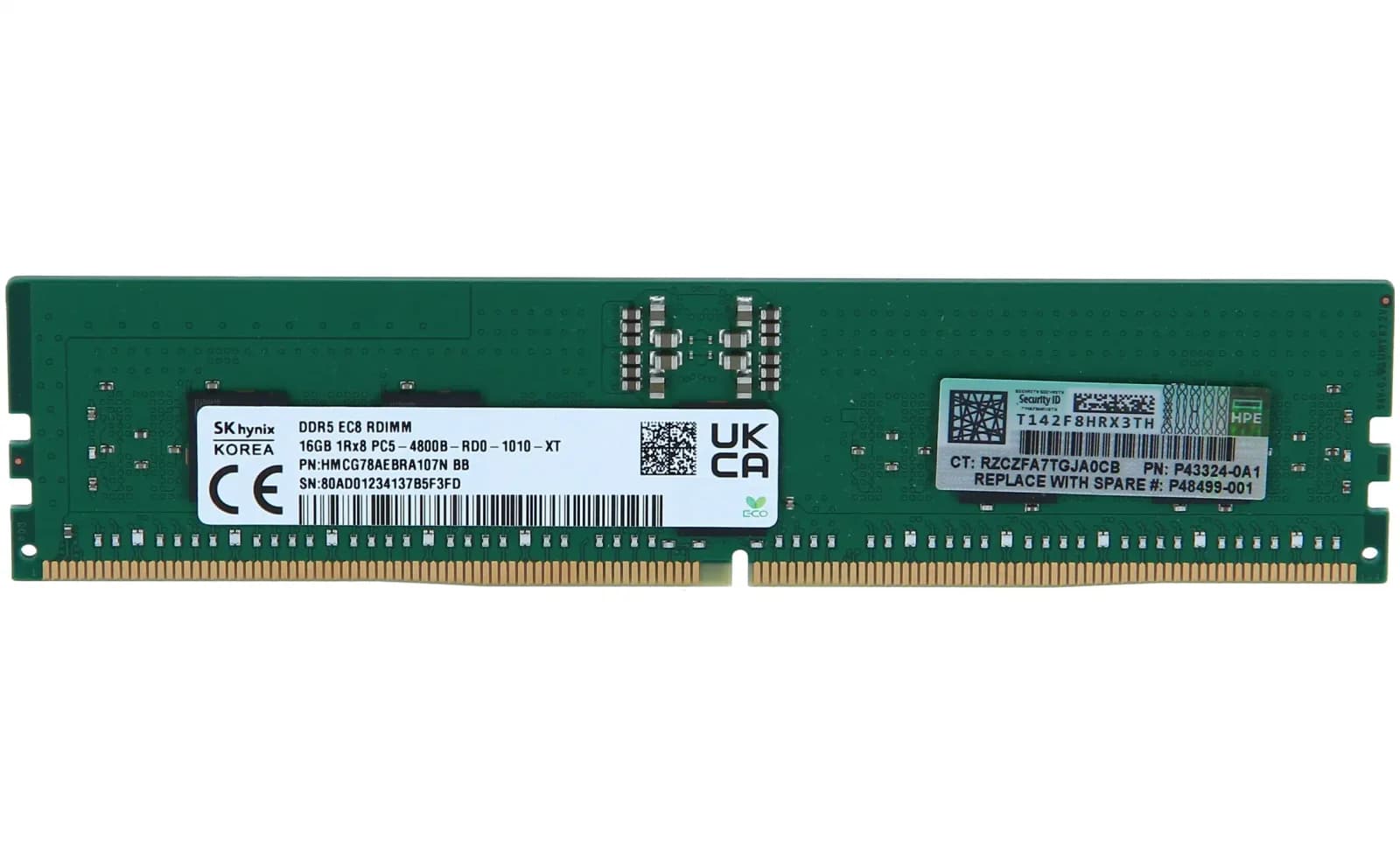 HPE SmartMemory, DDR5, module, 16 GB, DIMM 288-pin, 4800 MHz / PC5-38400, CL40, 1.1 V, registered, ECC (P43322-B21)