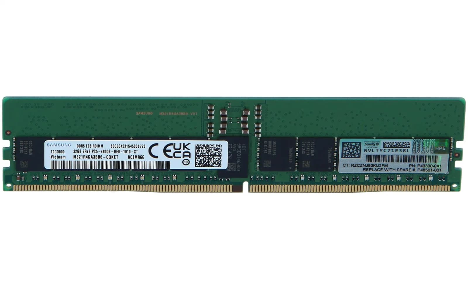HPE SmartMemory, DDR5, module, 32 GB, DIMM 288-pin, 4800 MHz / PC5-38400, CL40, 1.1 V, registered, ECC (P43328-B21)