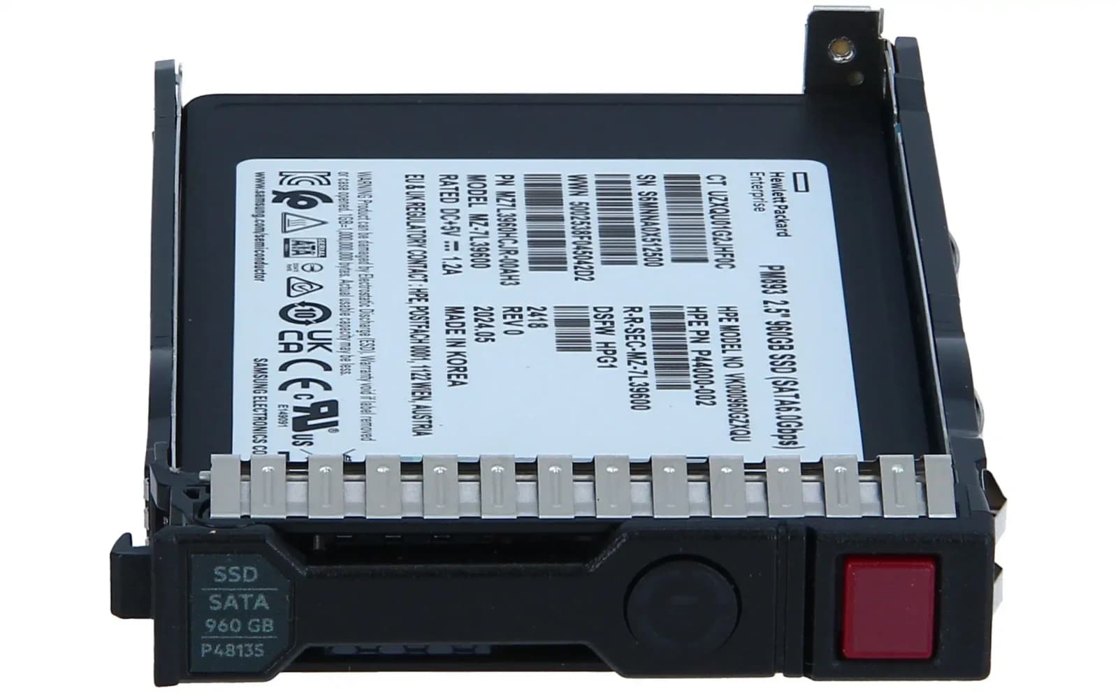 HPE Read Intensive PM893, SSD, 960 GB, hot-swap, 2.5" SFF, SATA 6Gb/s (P47811-B21)