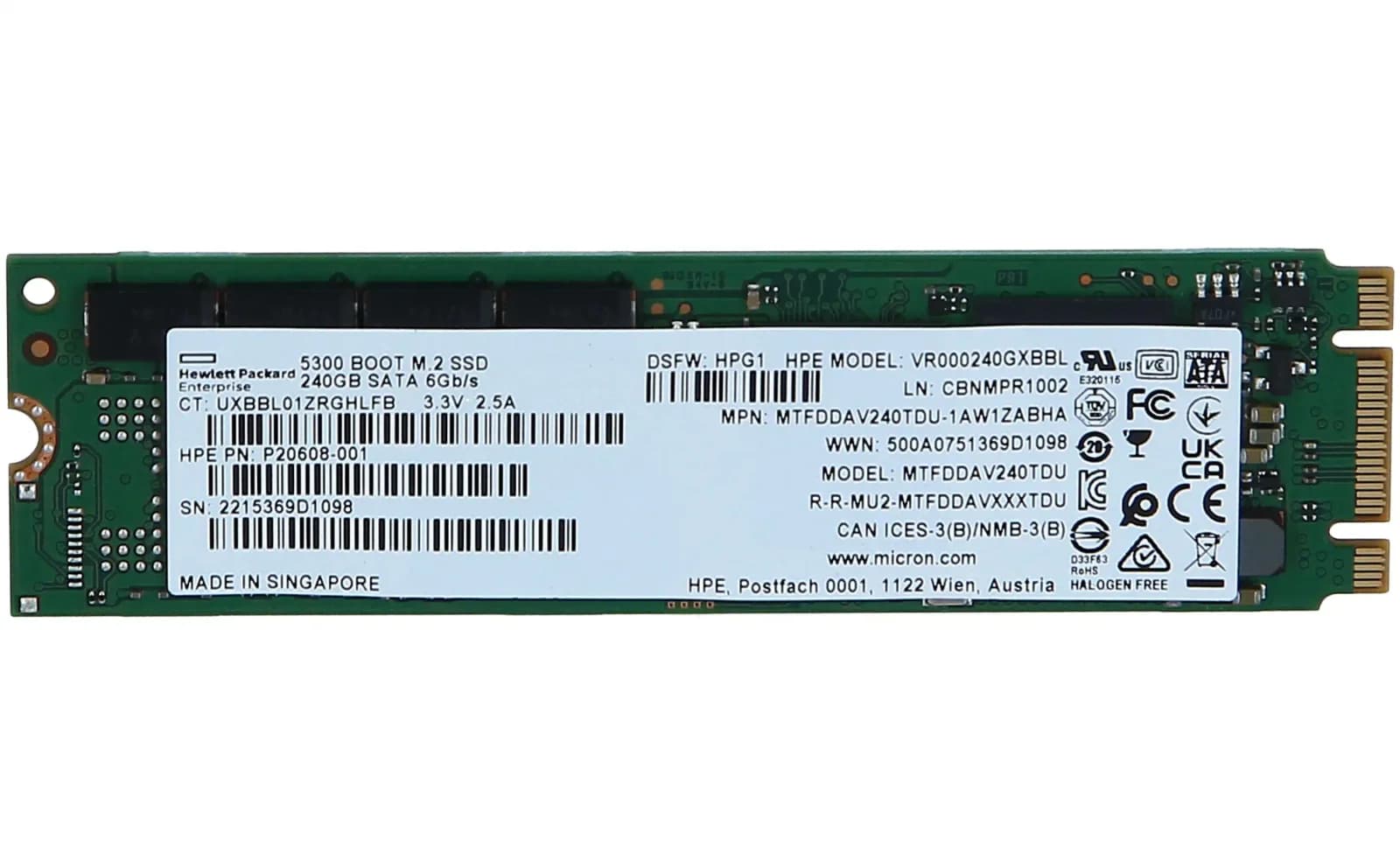 HPE Read Intensive, 240 GB SSD, daxili, M.2 2280 (P47817-B21)
