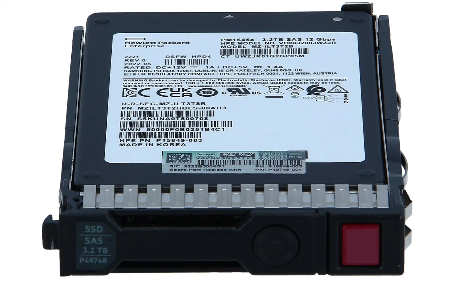 HPE SSD, Mixed Use, 3.2 TB, hot-swap, 2.5" SFF, SAS 12Gb/s, Multi Vendor (P49052-B21)