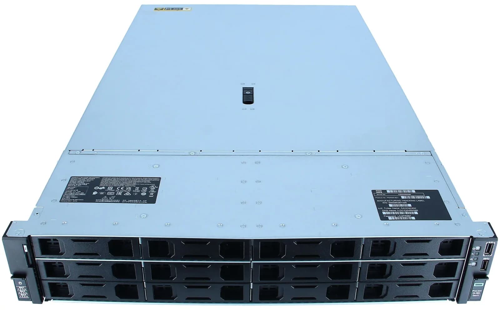 HP ProLiant DL380 Gen11, Сервер, rack-mountable, 2U, 2-way, no CPU, RAM 0 GB, SATA, hot-swap 12x3.5" bay(s), no HDD, GigE, Монитор: none, (P52533-B21)