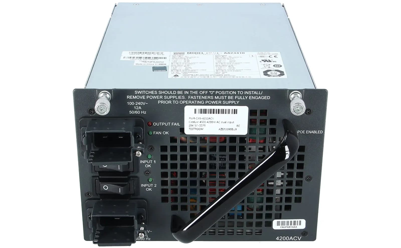 Cisco Catalyst 4500 4200W AC dual input Power Supply (Data + PoE) (PWR-C45-4200ACV)