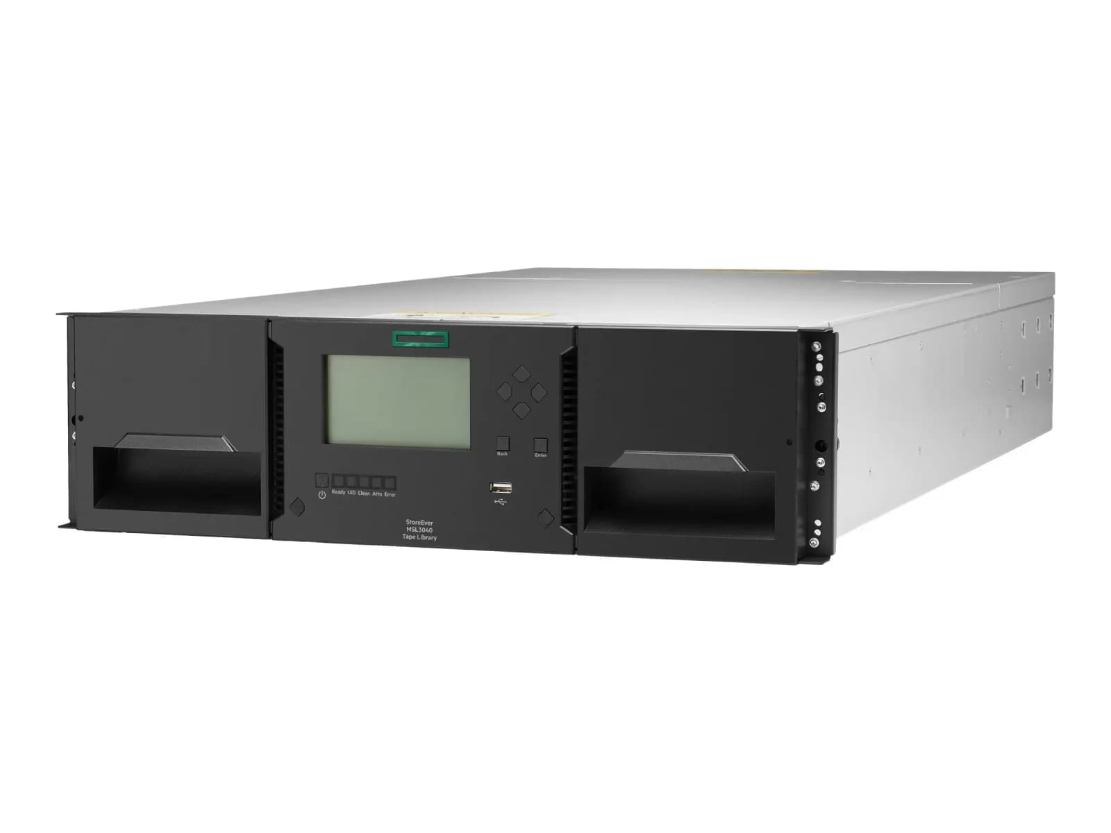 HPE StoreEver MSL3040 Scalable Library Base Module, Tape library, 720 TB / 1.8 PB, slots: 40, no tape drives, rack-mountable, 3U, 3 (Q6Q62C)