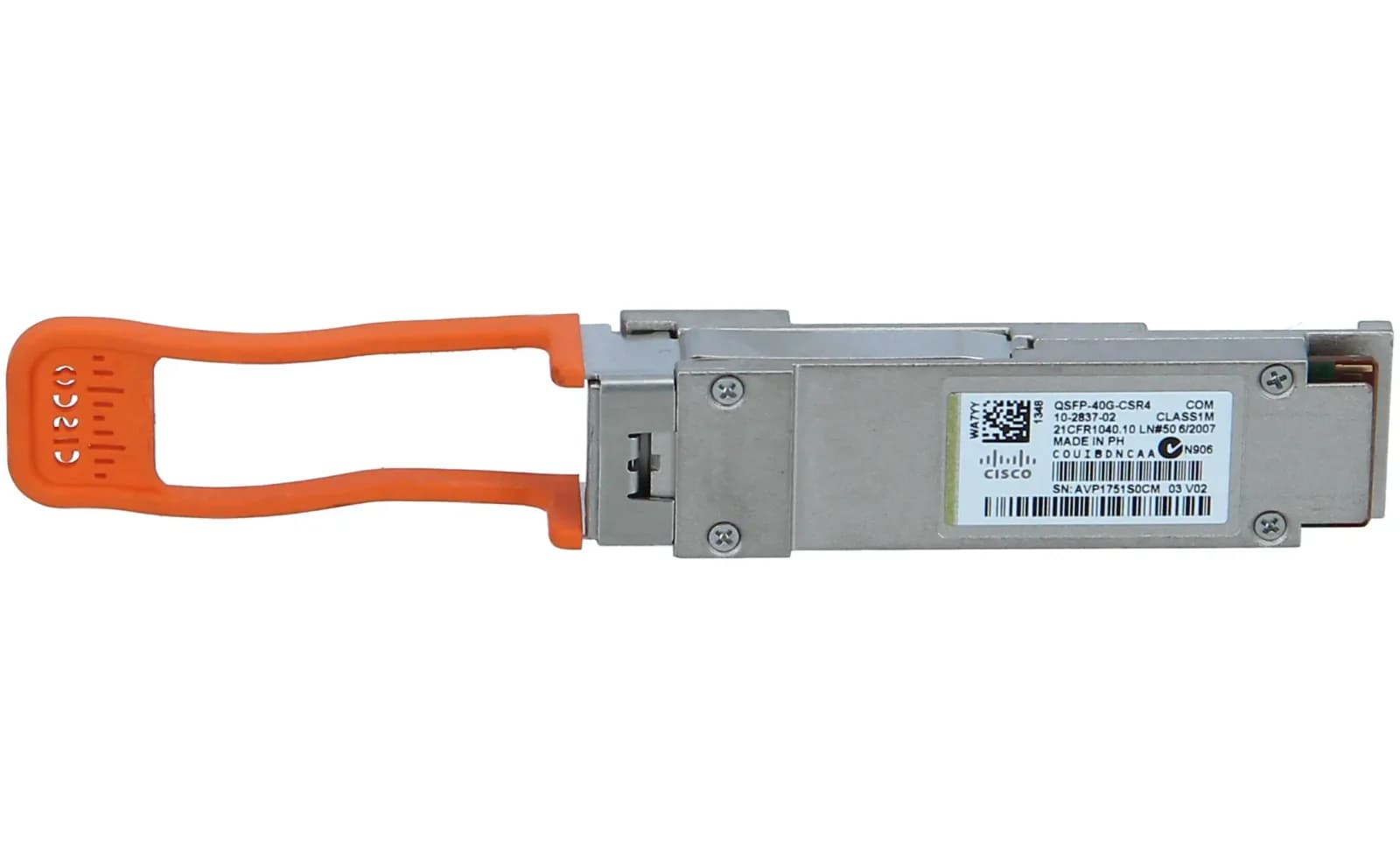 Cisco QSFP+ transceiver module, 40GbE, 40GBASE-CSR4, MPO, multi-mode, 400 m, 850 nm (QSFP-40G-CSR4)
