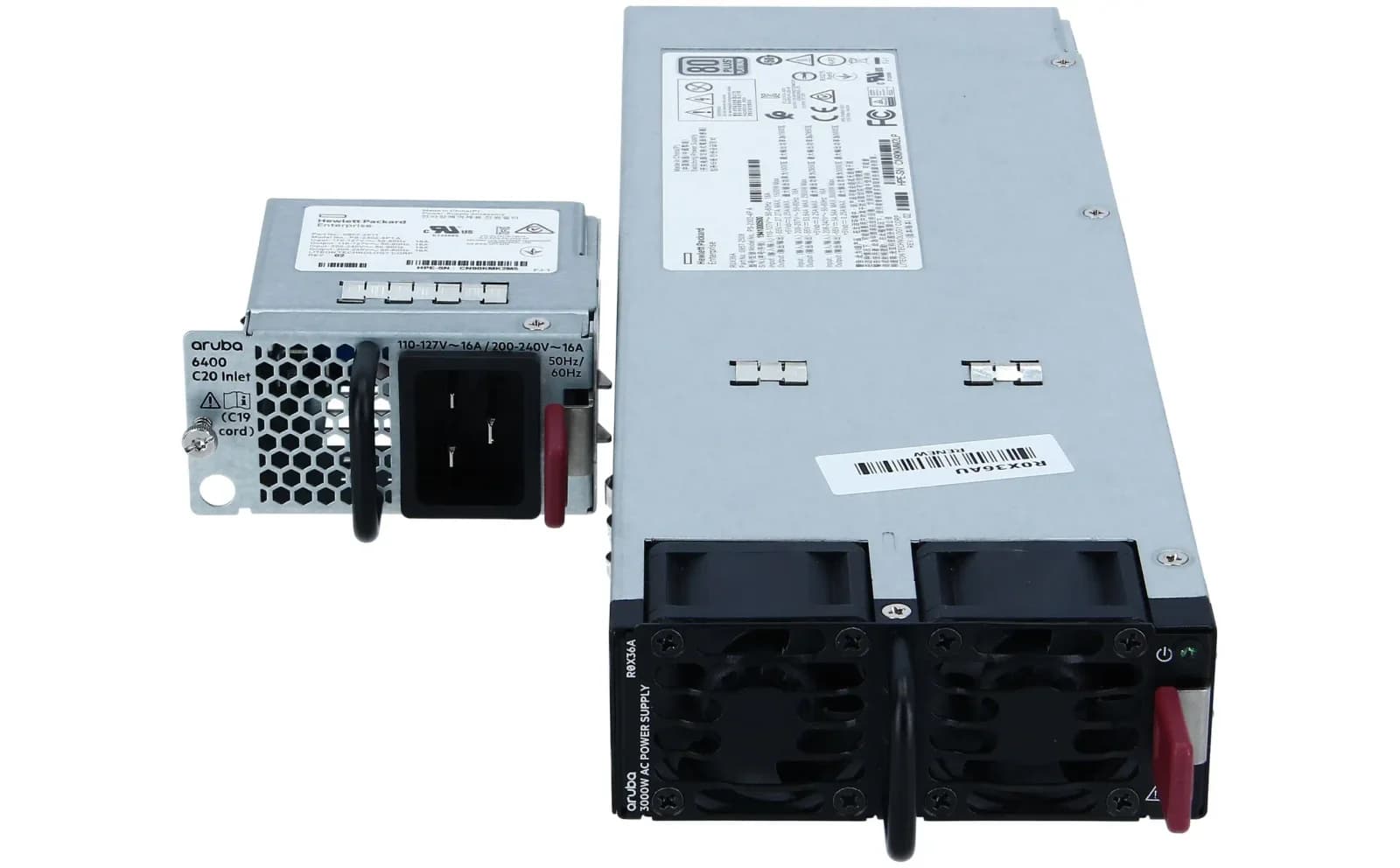 HPE Aruba, With C20 Inlet Adapter, power supply, hot-plug / redundant (plug-in module), AC 120/230 V, 3000 Watt (R0X36A)