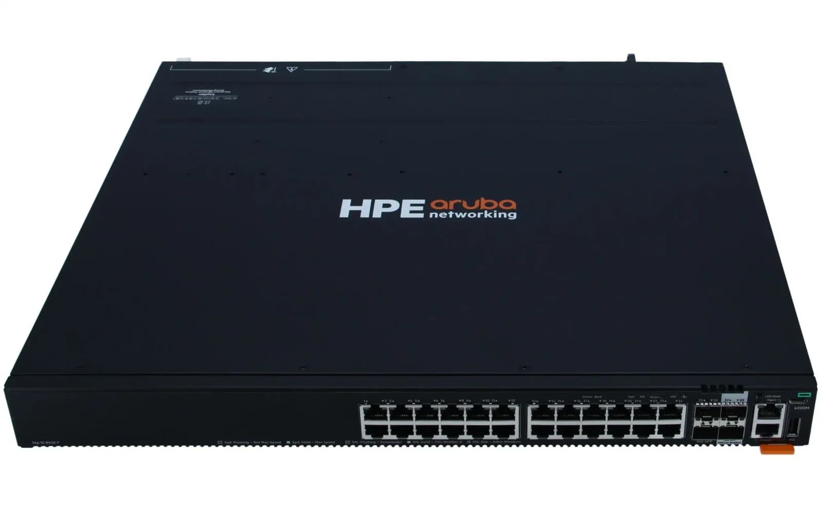 HPE Aruba 6200M 24G 4SFP+ Switch, L3, Managed, 24 x 10/100/1000 + 4 x 1 Gigabit / 10 Gigabit SFP+ (uplink / stacking), front and side to (R8Q67A)