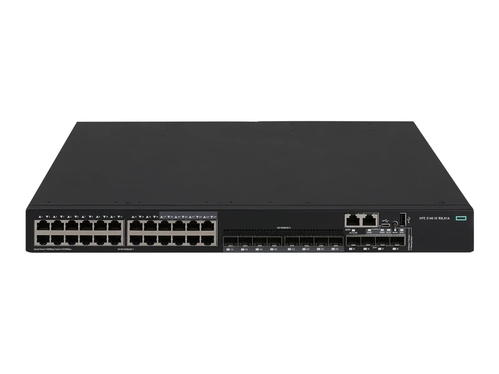 HP FlexNetwork 5140 HI, Switch, 1-slot, L3, Managed, 24 x 10/100/1000 + 8 x combo Gigabit SFP + 4 x 10 Gigabit Ethernet / 1 Gigabit (R9L61A)