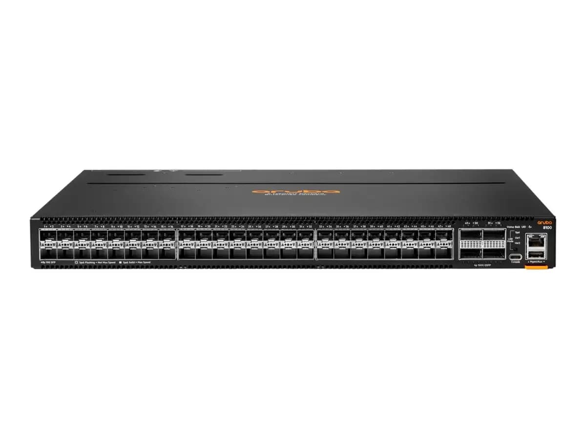 HPE Aruba Networking CX 8100, Switch, L3, Managed, 48 x 1 Gigabit / 10 Gigabit SFP / SFP+ + 4 x 40 Gigabit QSFP+ / 100 Gigabit QSFP28, (R9W90A)