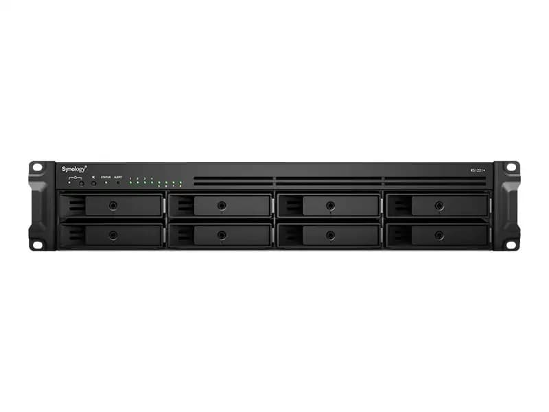 Synology RackStation RS1221RP+, NAS server, 8 bays, rack-mountable, SATA 6Gb/s, RAID 0 1 5 6 10, JBOD, RAM 4 GB, Gigabit Ethernet, iSCSI (RS1221RP)