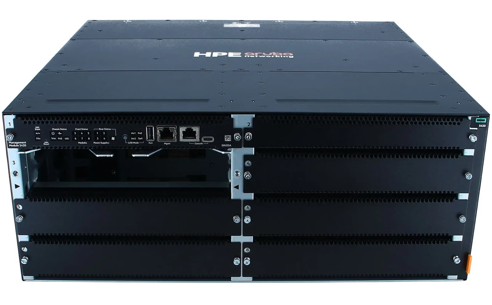 HPE Aruba Networking CX 5420, Switch, 6-slot, L3, Managed, front to back airflow, rack-mountable (S0U59A)