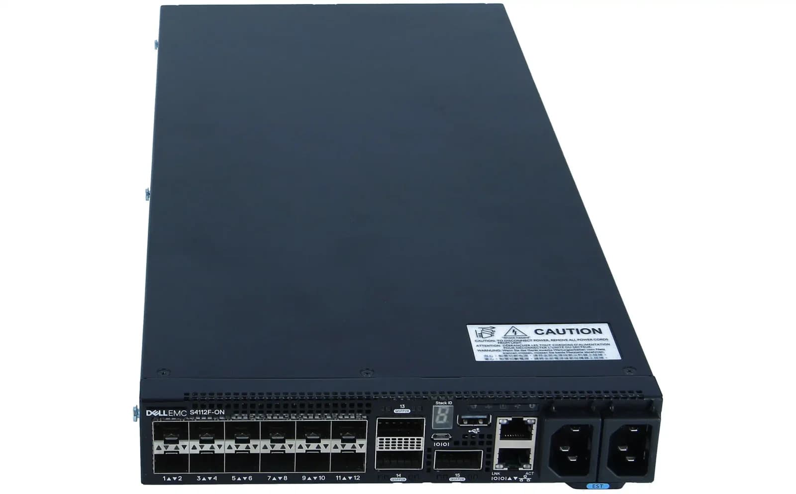 Dell S4112F-ON, Switch, L3, Managed, 12 x 10 Gigabit SFP+ + 3 x 100 Gigabit QSFP28, front to back airflow /w OS10 installed (S4112F-ON)