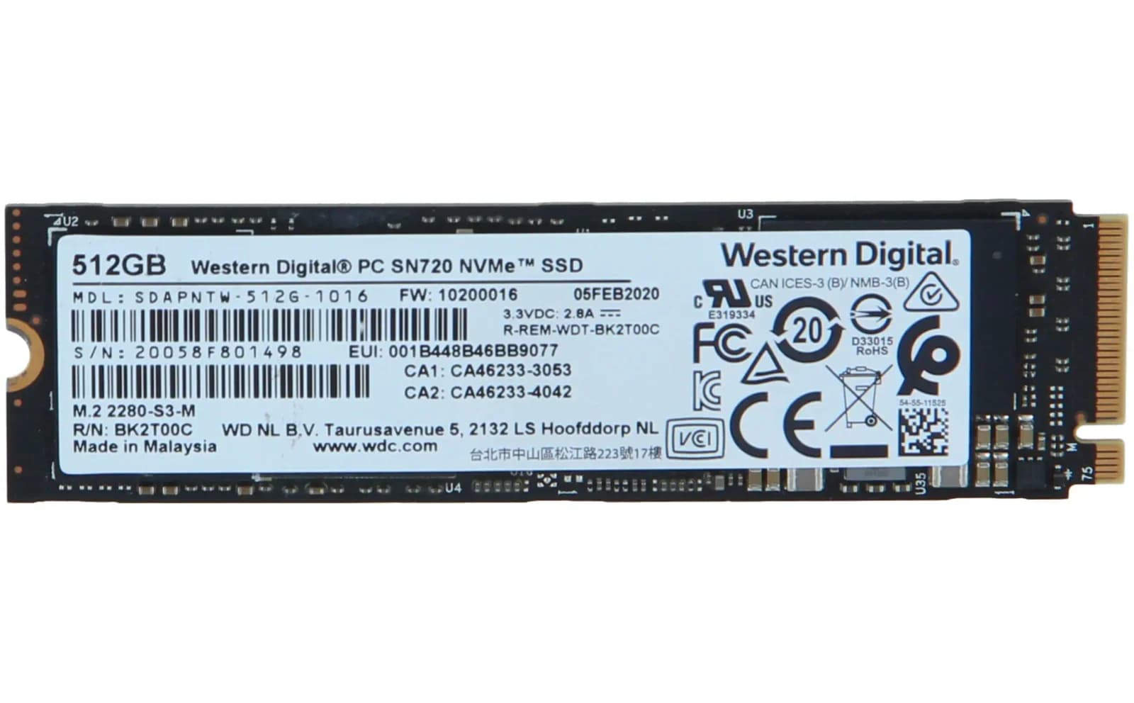 Western Digital SSD 512 GB 3.3 V PCIe M.2 2280 (SDAPNTW-512G)