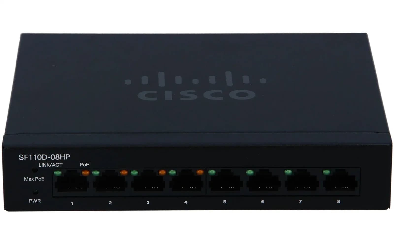 Cisco Small Business SF110D-08HP ungemanaged L2 Fast Ethernet (10/100) Energie Über Ethernet (PoE) Unterstützung Schwarz (SF110D-08HP-EU)