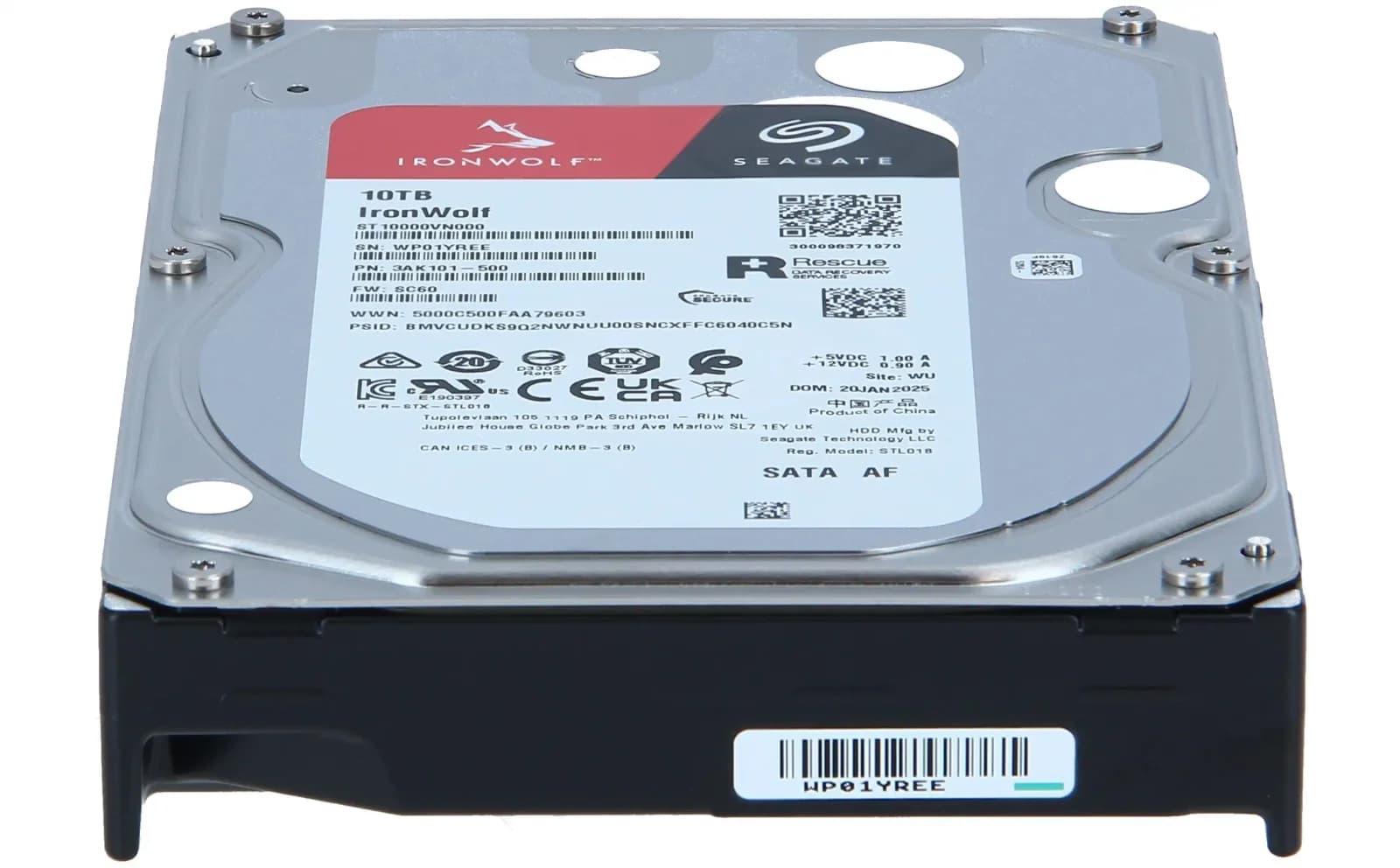 Seagate IronWolf, Hard drive, 10 TB, internal, 3.5", SATA 6Gb/s, 7200 rpm, buffer: 256 MB (ST10000VN000)