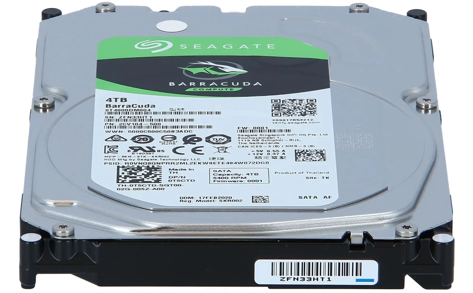 Seagate Barracuda ST4000DM004, sərt disk, 4 TB, daxili, 3.5" (8.9 cm) (ST4000DM004)