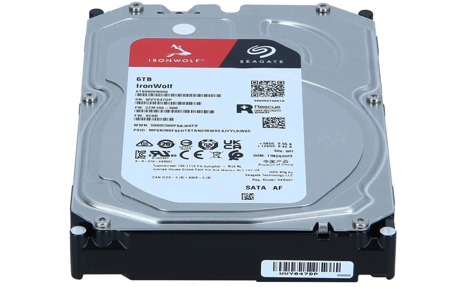 Seagate IronWolf ST6000VN006, Hard drive, 6 TB, internal 3.5", SATA 6Gb/s, buffer: 256 MB (ST6000VN006)